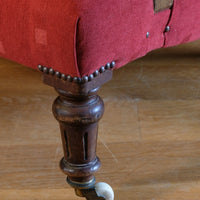 19th Century Open Arm Library Armchair With Serpentine Back and Original Castors