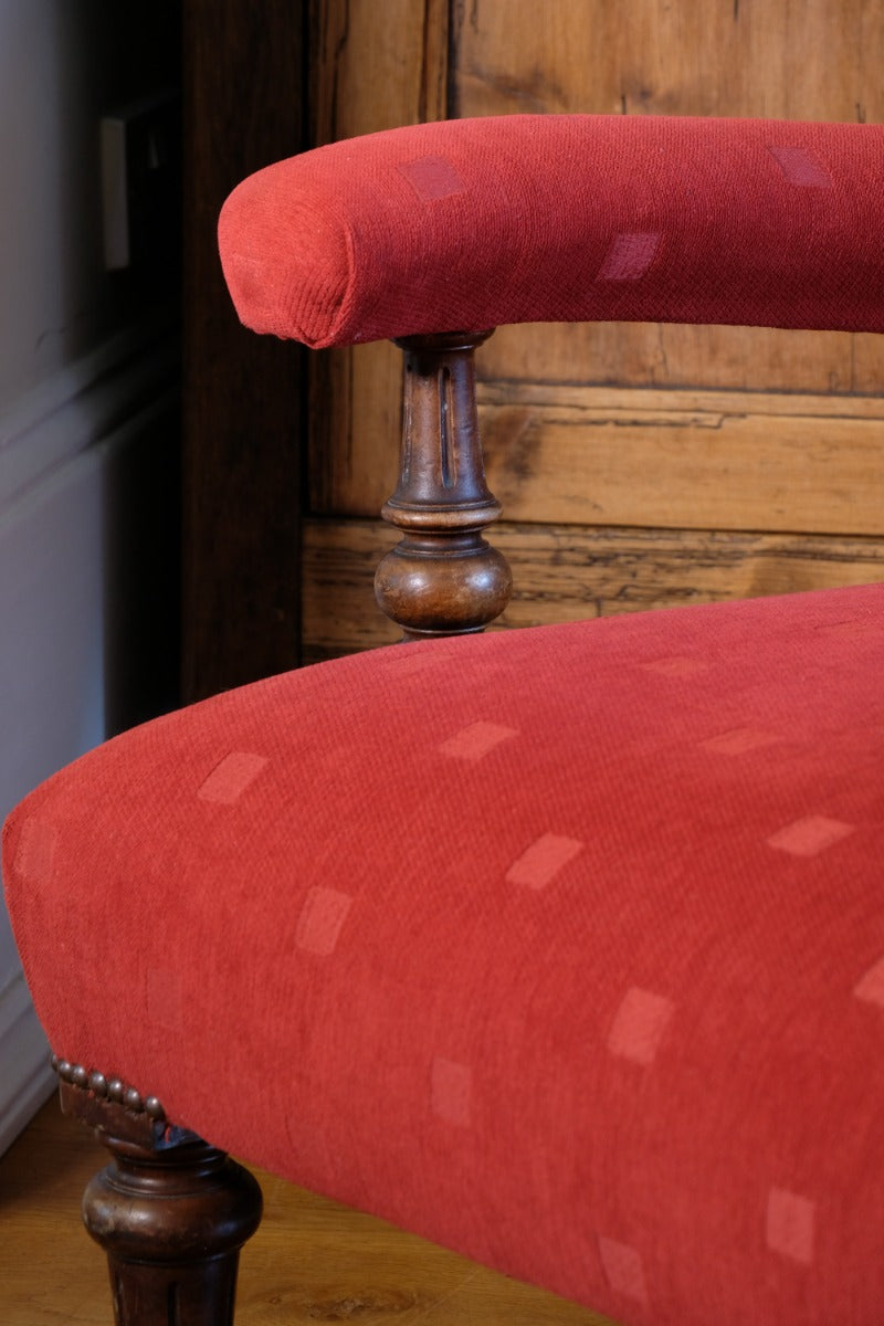 19th Century Open Arm Library Armchair With Serpentine Back and Original Castors