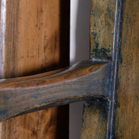 19th century Welsh oak panelled hall settle with storage and green painted finish