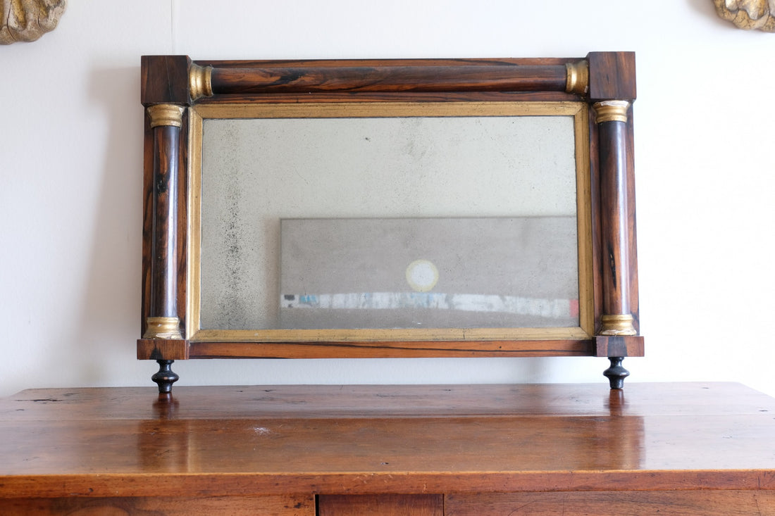 Antique rosewood gilt overmantel mirror circa 1830s