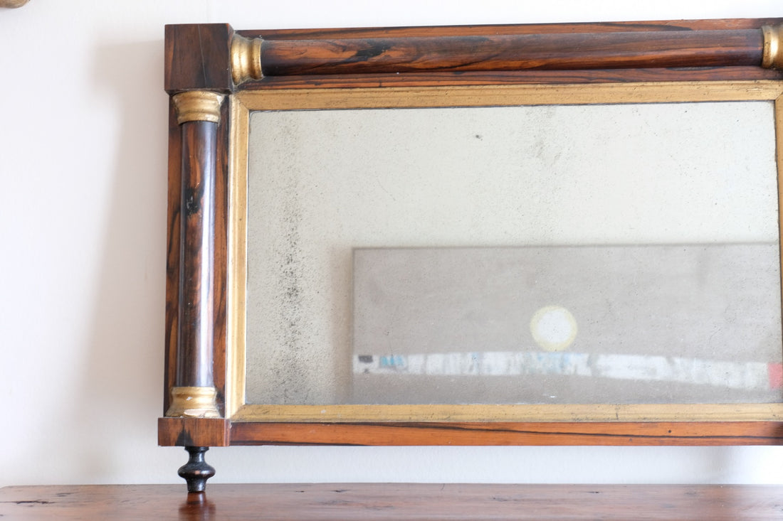 Antique rosewood gilt overmantel mirror circa 1830s