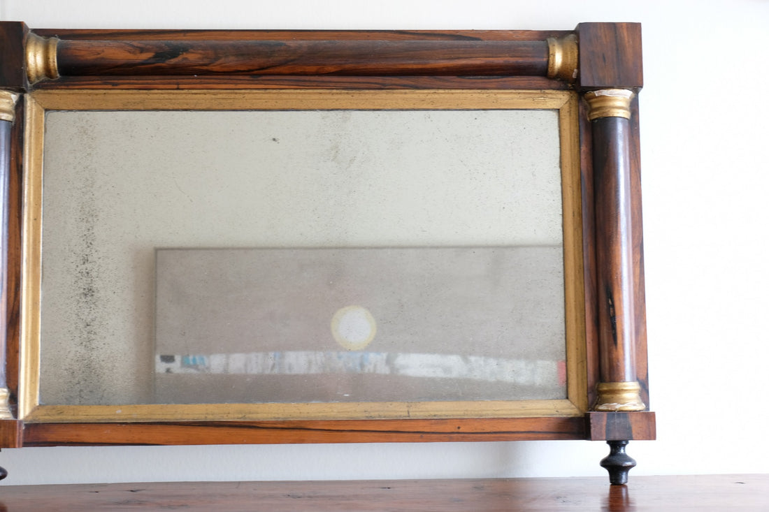 Antique rosewood gilt overmantel mirror circa 1830s