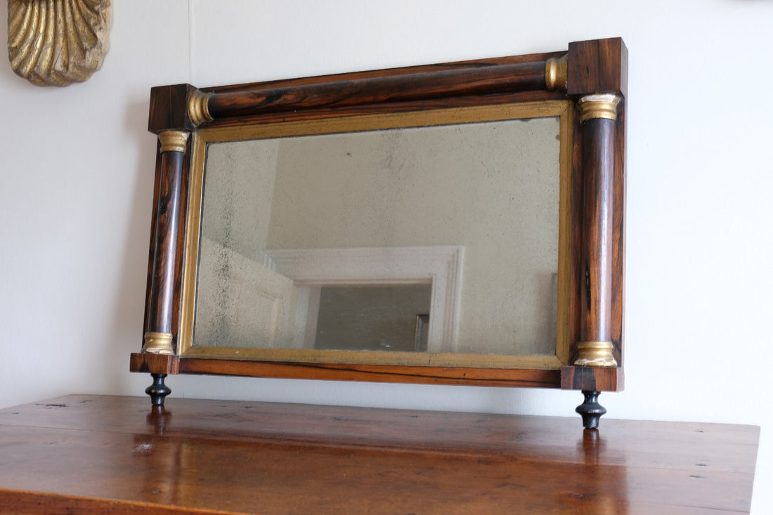 Antique rosewood gilt overmantel mirror circa 1830s