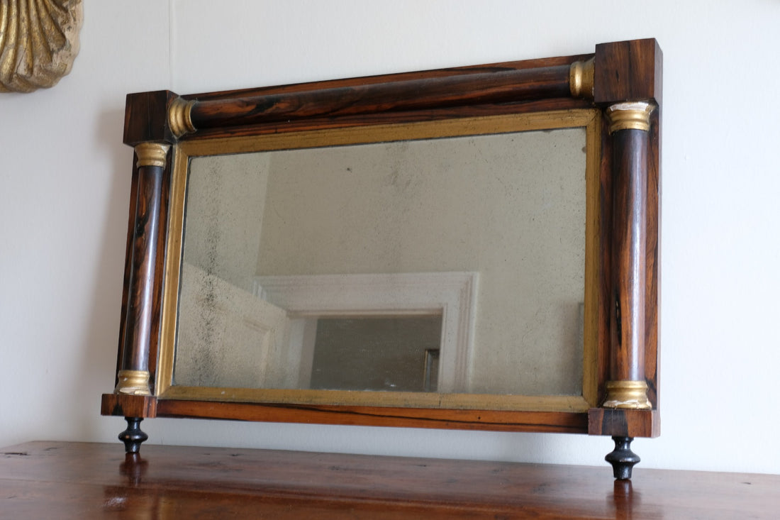 Antique rosewood gilt overmantel mirror circa 1830s