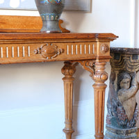 Carved Oak Console Hall Table With Hidden Drawers