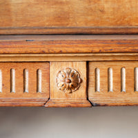 Carved Oak Console Hall Table With Hidden Drawers