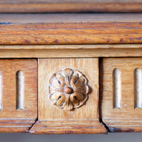 Carved Oak Console Hall Table With Hidden Drawers