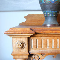 Carved Oak Console Hall Table With Hidden Drawers