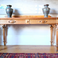 Carved Oak Console Hall Table With Hidden Drawers