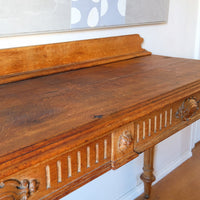 Carved Oak Console Hall Table With Hidden Drawers