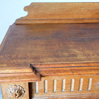 Carved Oak Console Hall Table With Hidden Drawers