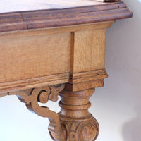Carved Oak Console Hall Table With Hidden Drawers