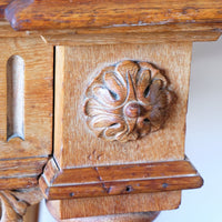 Carved Oak Console Hall Table With Hidden Drawers