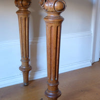 Carved Oak Console Hall Table With Hidden Drawers