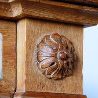 Carved Oak Console Hall Table With Hidden Drawers