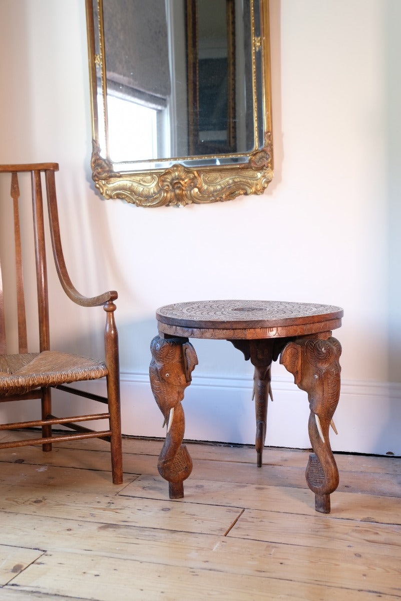 Antique Anglo-Indian Elephant Table – Hand-Carved Cultural Art