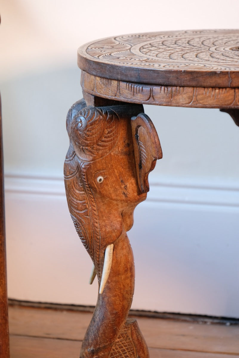 Antique Anglo-Indian Elephant Table – Hand-Carved Cultural Art