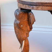 Antique Anglo-Indian Elephant Table – Hand-Carved Cultural Art