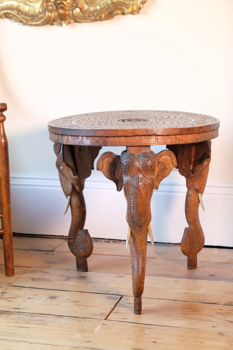 Antique Anglo-Indian Elephant Table – Hand-Carved Cultural Art