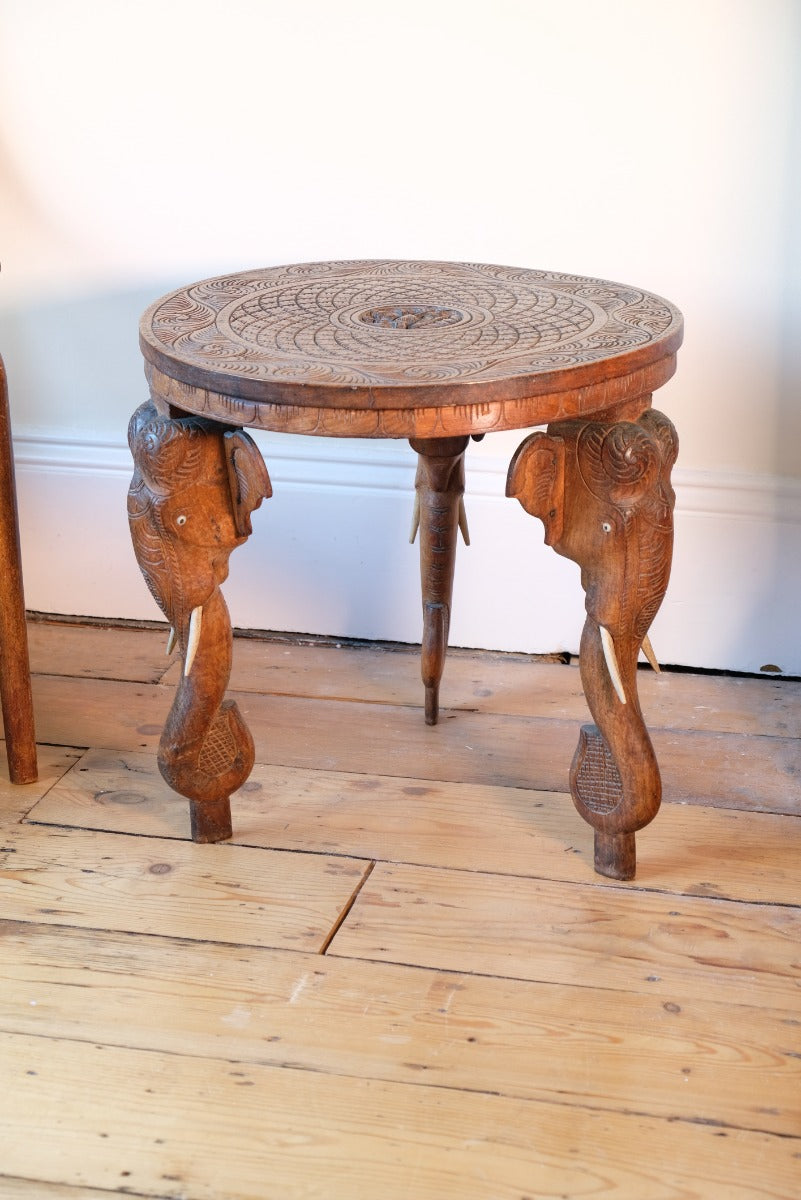 Antique Anglo-Indian Elephant Table – Hand-Carved Cultural Art