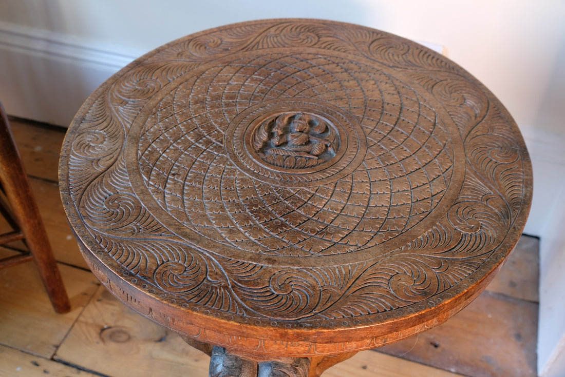 Antique Anglo-Indian Elephant Table – Hand-Carved Cultural Art