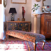 19th Century Walnut Footstool With A Shiraz Rug