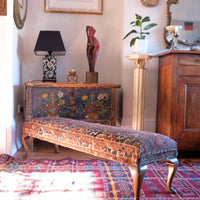 19th Century Walnut Footstool With A Shiraz Rug
