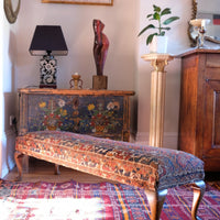 19th Century Walnut Footstool With A Shiraz Rug