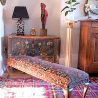 19th Century Walnut Footstool With A Shiraz Rug