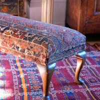 19th Century Walnut Footstool With A Shiraz Rug