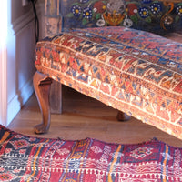 19th Century Walnut Footstool With A Shiraz Rug