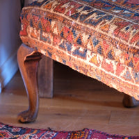 19th Century Walnut Footstool With A Shiraz Rug