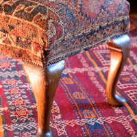 19th Century Walnut Footstool With A Shiraz Rug