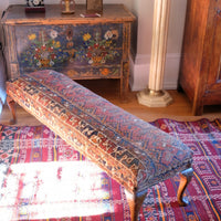 19th Century Walnut Footstool With A Shiraz Rug