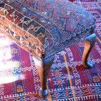 19th Century Walnut Footstool With A Shiraz Rug