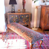 19th Century Walnut Footstool With A Shiraz Rug