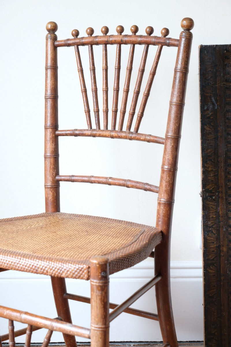Regency Faux Bamboo Painted Chair with Rattan Seat, c.1820