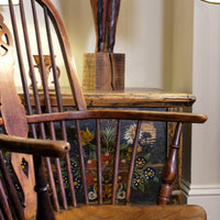 19th‑century Windsor wheelback armchair turned spindles elm seat