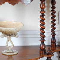 Walnut etagere waterfall shelves barley twist columns