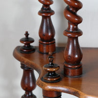 Walnut etagere waterfall shelves barley twist columns