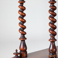 Walnut etagere waterfall shelves barley twist columns
