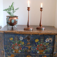 Pair of teak naval candlesticks from HMS Terrible telescope‐style turned