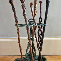 Carved Mahogany Snake‑Entwined Folk Art Walking Stick