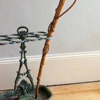 folk art yew wood walking stick with twig hand guard