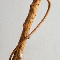 folk art yew wood walking stick with twig hand guard