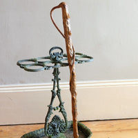 folk art yew wood walking stick with twig hand guard