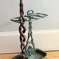 Carved Mahogany Snake‑Entwined Folk Art Walking Stick