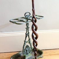 Carved Mahogany Snake‑Entwined Folk Art Walking Stick