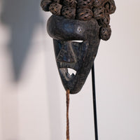 Authentic Salampasu tribal warrior initiation mask from the Democratic Republic of Congo