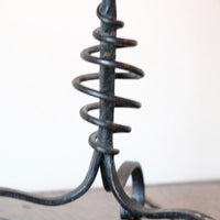 Arts & Crafts wrought iron candlesticks with copper drip trays